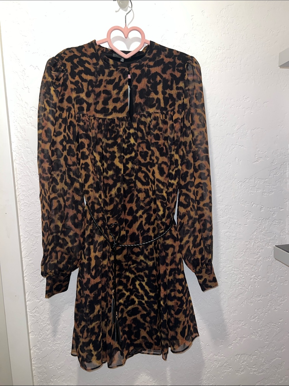 Guess Leopard Print Long-Sleeve Dress - Brown
